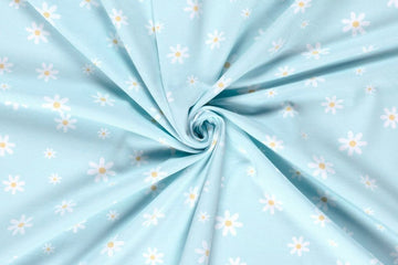 Jersey mit Blumen, hellblau, 0,5 m